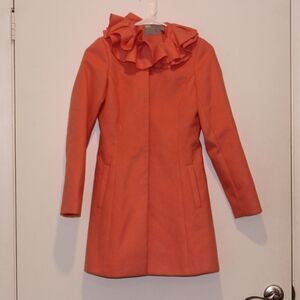 Asos Coat ruffle neck skater coral Women size 00